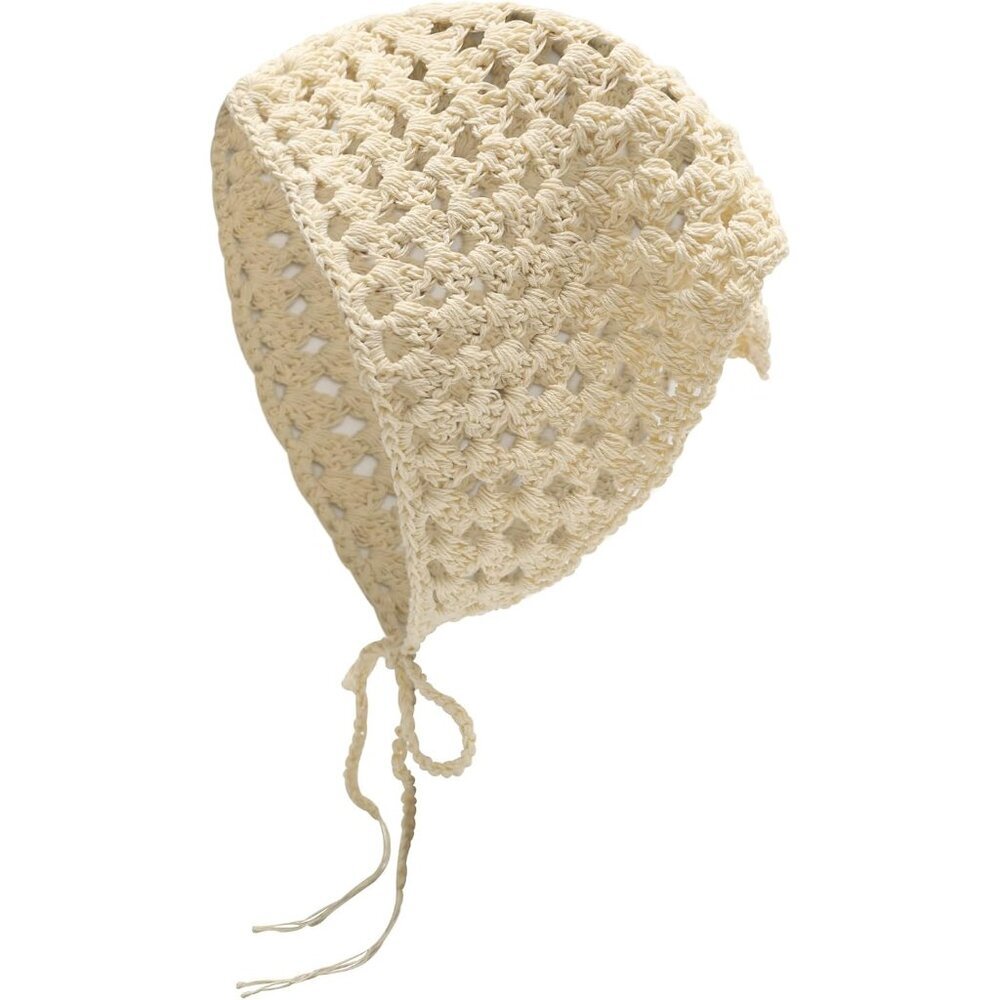 Women Cotton Triangle Head Scarf Handmade Crochet Hair Bandanas For Summer